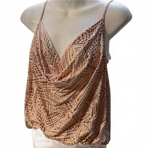 Gypsies & Moondust Women's Western Metallic Patterned Cowl Neck Tank Top Size M